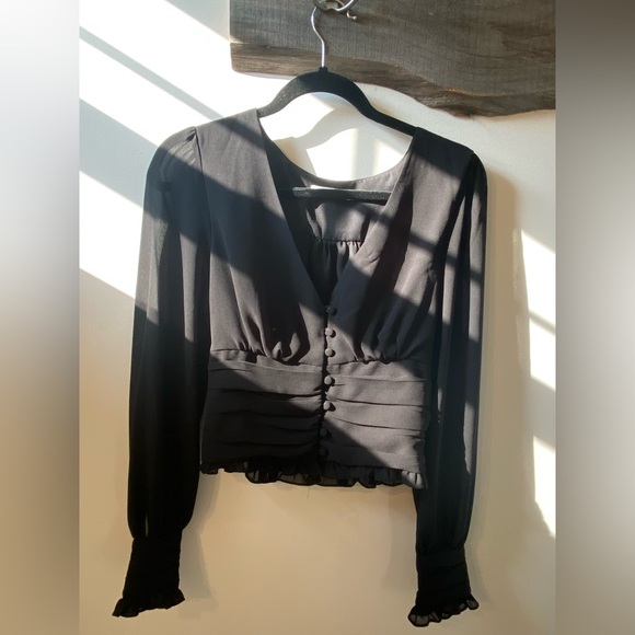 essue Tops - Essue Black Button-Front Blouse